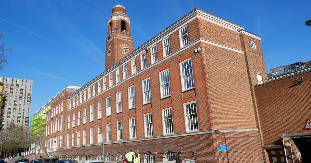 Barking Town Hall, the London Borough of Barking and Dagenham's civic headquarters, seen from the northwest.