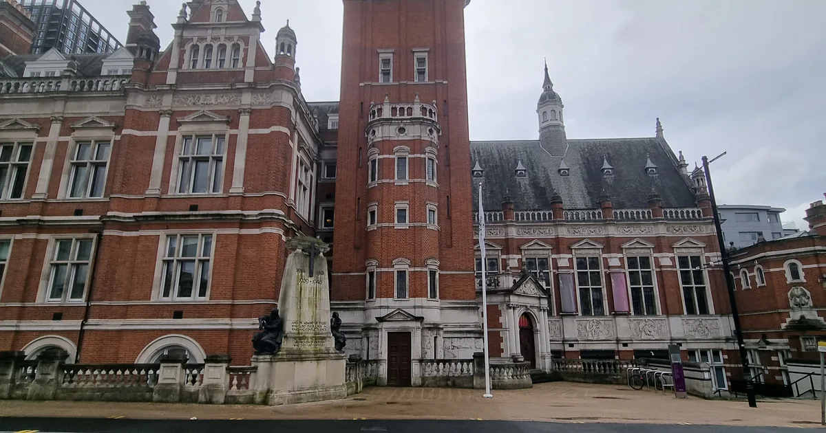 Croydon Town Hall and clocktower, the council's historic civic building in Katharine Street.