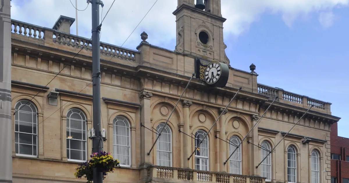 Loughborough Town Hall, Charnwood Borough Council's meeting place, on the Cattle Market in Loughborough.