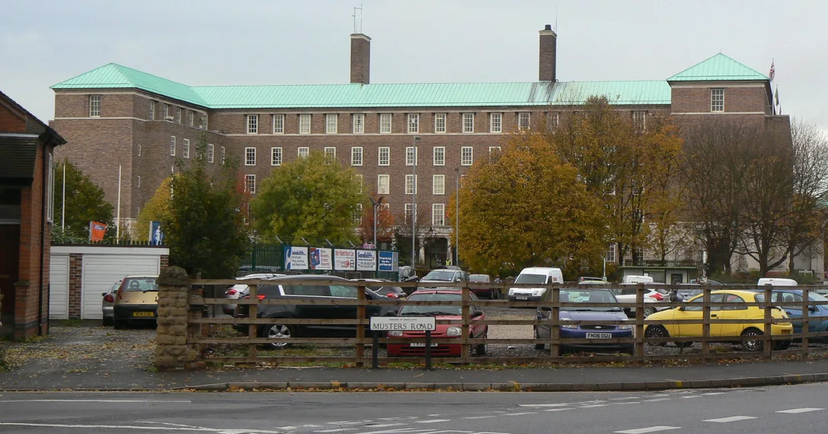 County Hall, West Bridgford, headquarters of Nottinghamshire County Council, on the south bank of the River Trent.